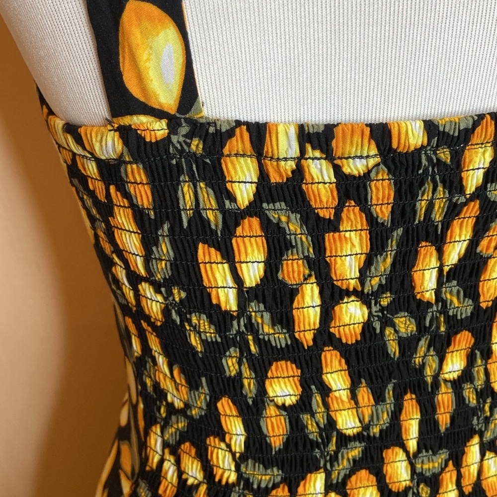 NWOT LOFT black w/🍋 jumpsuit, button front, elastic ruching back, size XS. CUTE - Picture 2 of 9